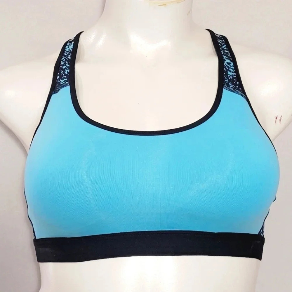XS X-SMALL Champion‎ N9678 Power Core Compression Sports Bra Aqua NWT